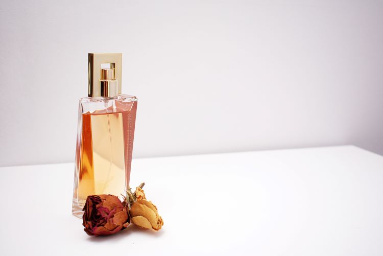 A bottle of human perfume not safe for dogs and cats.