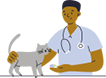 Illustration of a vet with a cat