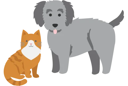 An illustration of a cat and a dog