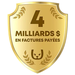 badge de 4 milliards de dollars de factures payées badge de 2 milliards de dollars de factures payées